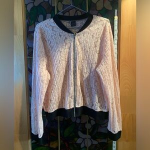 Large (14/16) women’s pink lace and black trio bomber jacket.